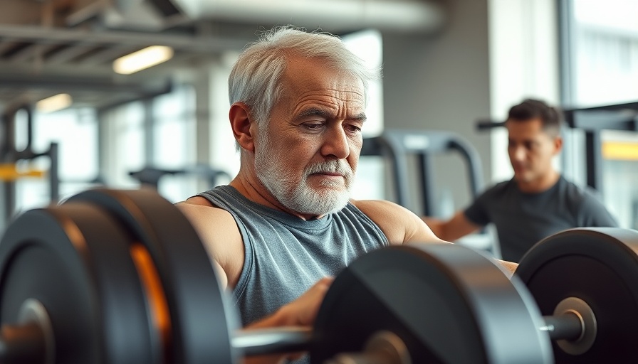 Older man lifting weights with trainer, fitness strategies for men over 50.