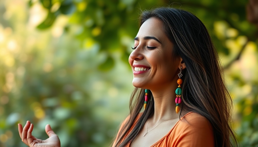 Guided meditation self-discovery cover with smiling woman against green background.