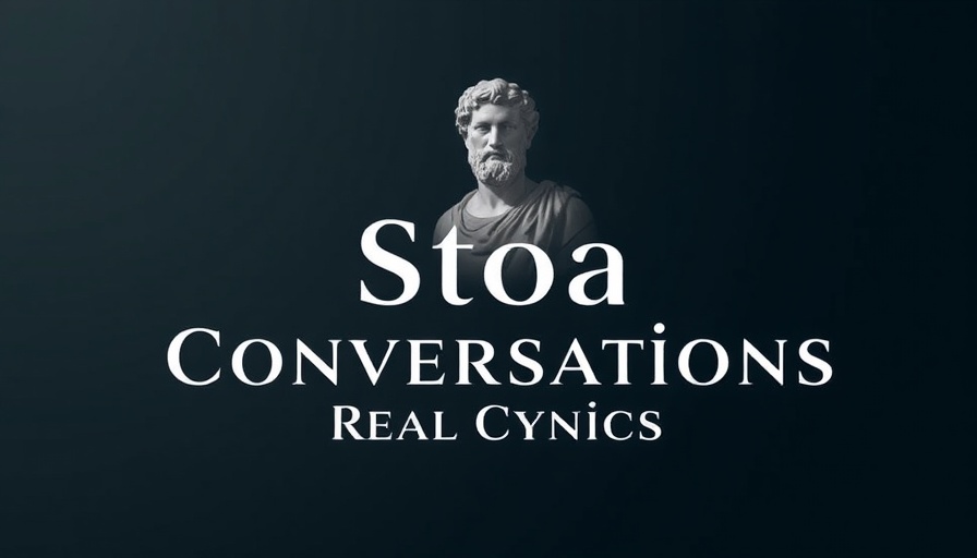 Minimalistic design with Greek statue and text on philosophy.