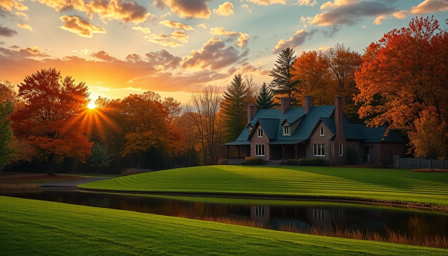 Serene countryside scene under sunset for mental health awareness.