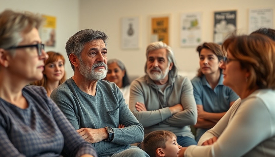 Parents discussing drug treatment options in a support group setting.