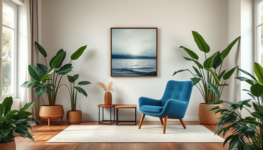 Displaying Your Art Collection in a cozy living room with plants.