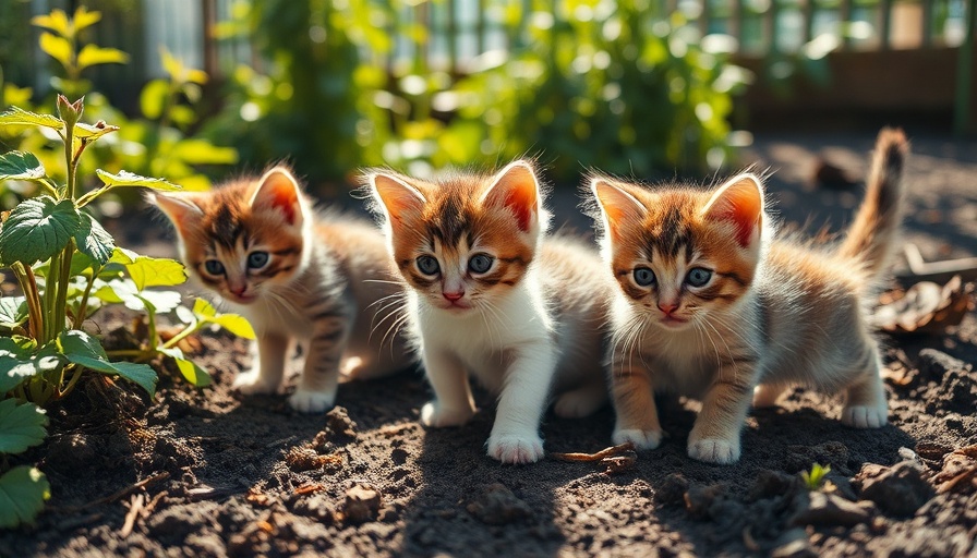 Playful kittens exploring in a sunlit garden, embodying living in the present moment.