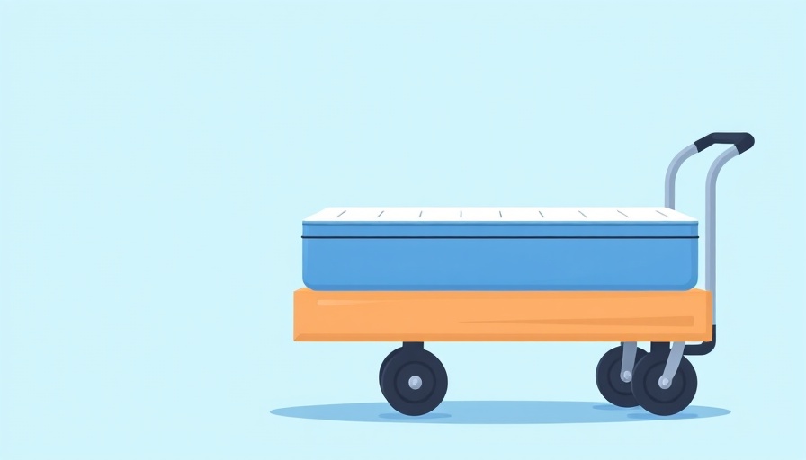 Cartoon illustration of mattress on delivery cart showing How Does Mattress Delivery Work