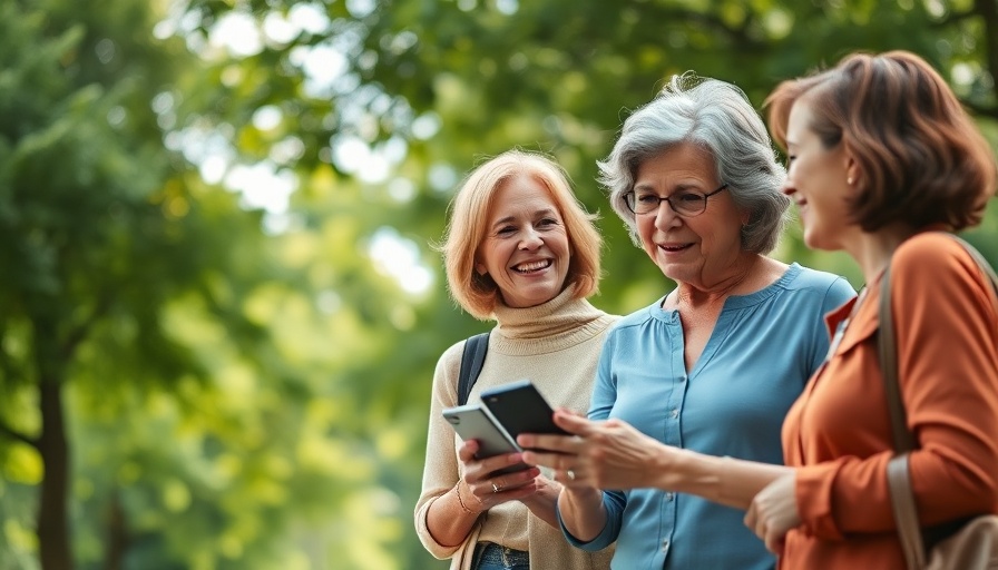 Happy women sharing a phone moment, outdoors, Women's Mental Health Complexity.