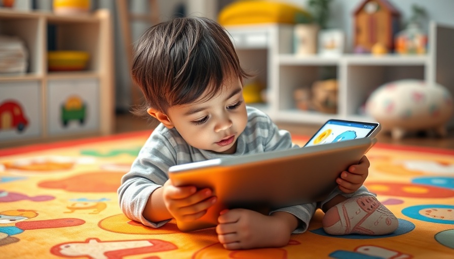 Toddler using a tablet, colorful playmat, tablets for toddlers.