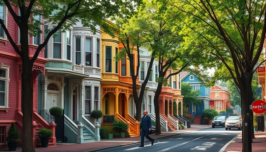 Hire a loft conversion company instead of moving; colorful Victorian houses in a city.