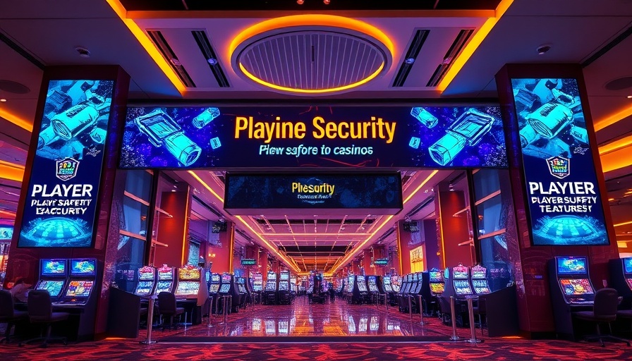 Digital security banners at a casino entrance, highlighting player safety in UK casinos.