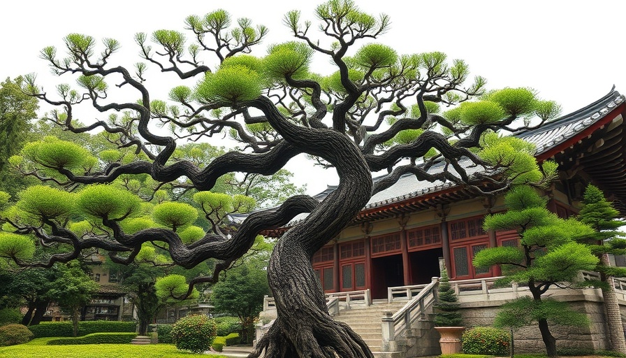 Serene tree beside traditional temple reflecting mental health awareness.