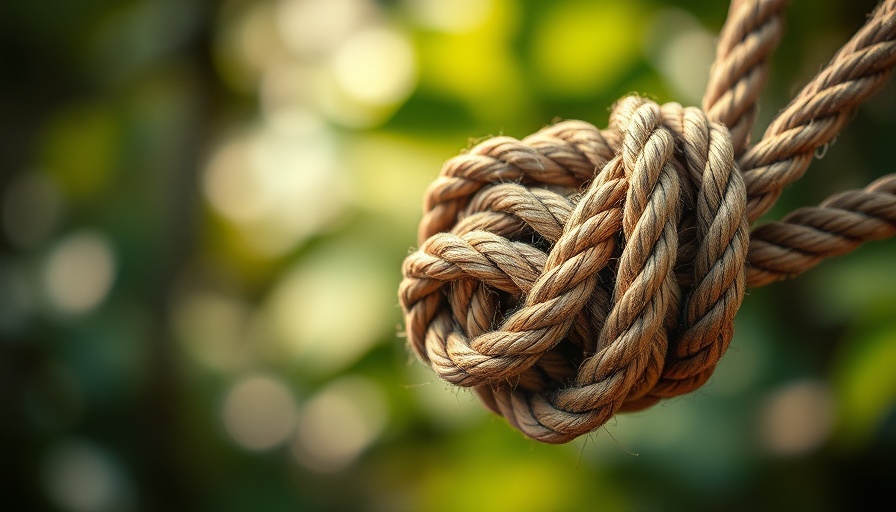 Intricate knot in rope illustrating anxiety disorders concept.