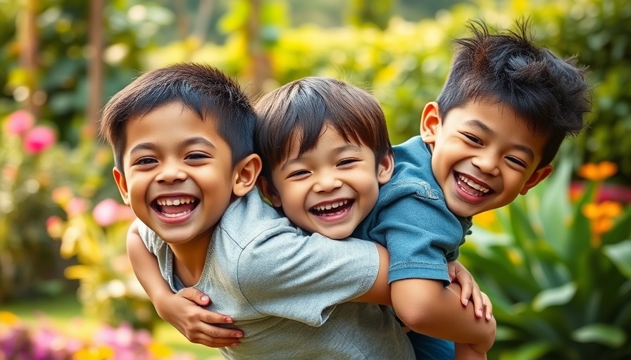 Mentally strong kids joyfully playing in a garden.