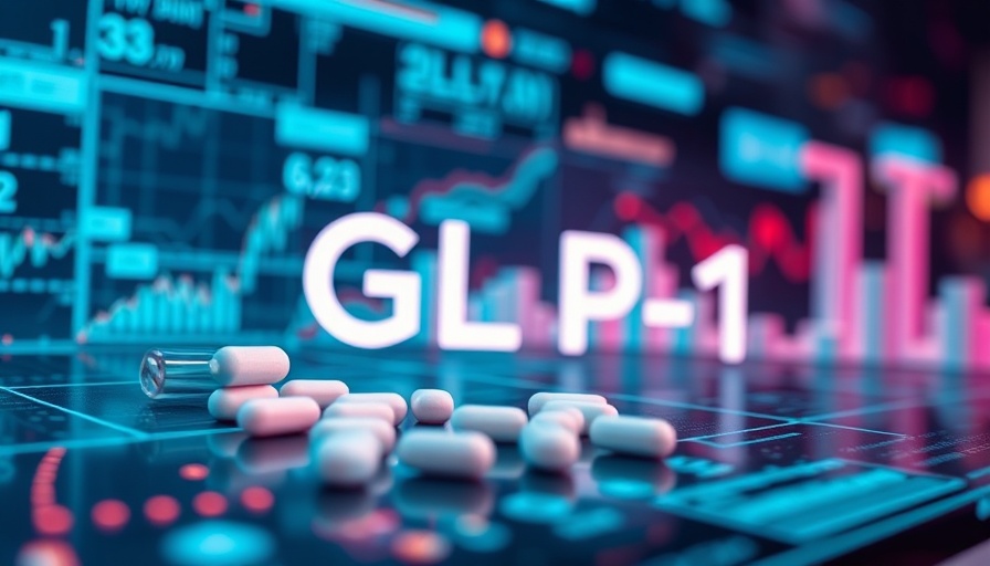 Success of GLP-1 drugs in healthcare with futuristic graphs.