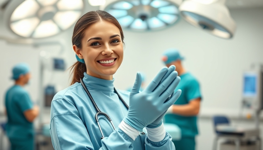 Confident surgeon preparing in operating room.