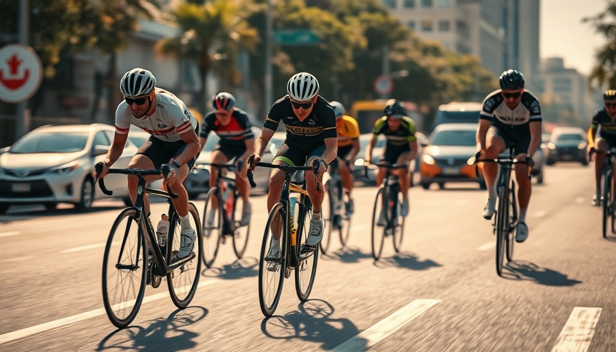 Dynamic cyclists focused on radical inhibition in cycling during a race.