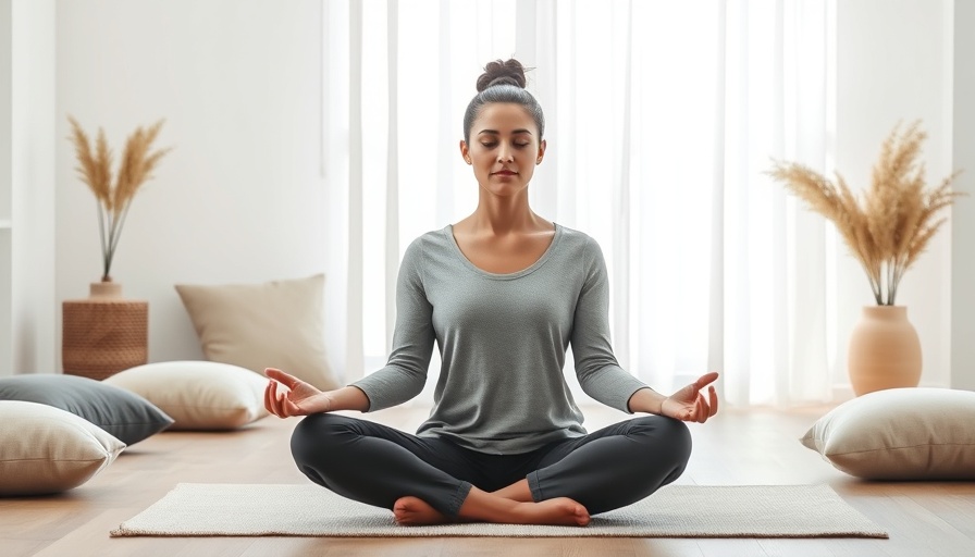 Calm woman meditating for anxiety relief in serene space