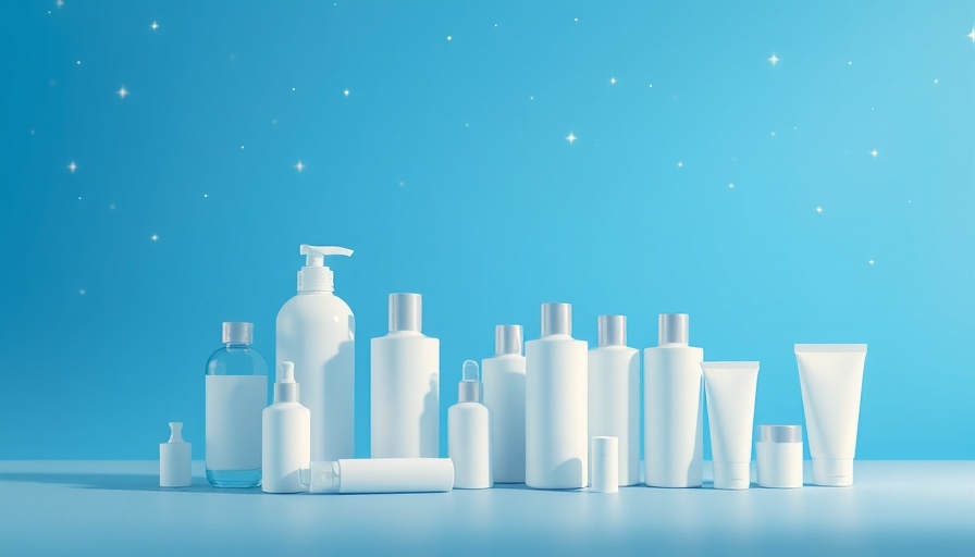 Assorted lotion bottles and tubes in a serene blue setting, stars twinkling.