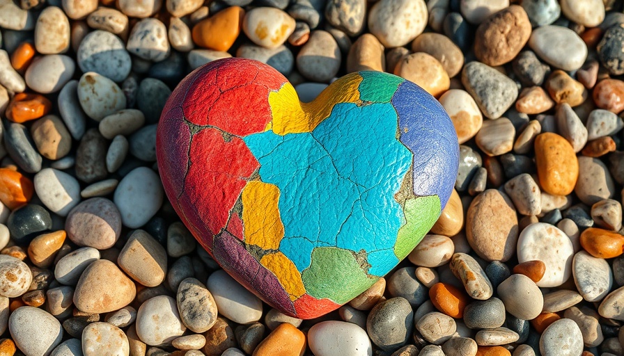 Heart-shaped stone among pebbles symbolizing empathy and gratitude connection