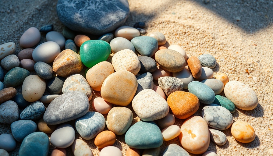 Colorful stones on a beach highlight empathy and gratitude connection.