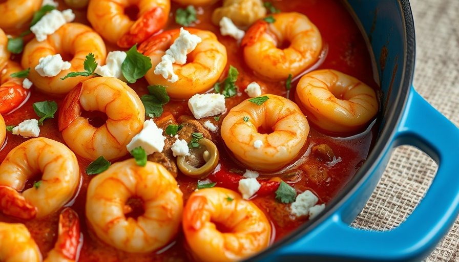 Baked Shrimp and Artichokes in tomato sauce with herbs and feta.