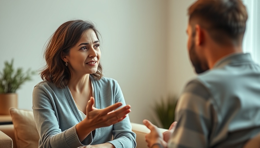 Empathetic counselor offering support in a therapy room, addiction treatment.