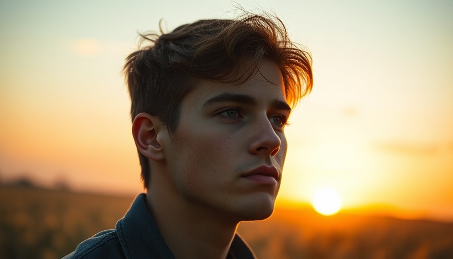 Young man contemplating at sunset, symbolizing hope during recession.