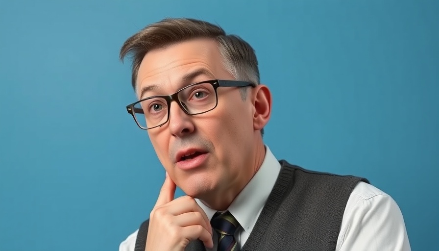 Thoughtful expert discussing Bipolar Disorder, blue background.