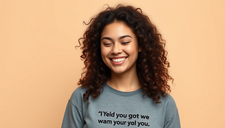 Woman smiling about filling emotional holes, beige background.