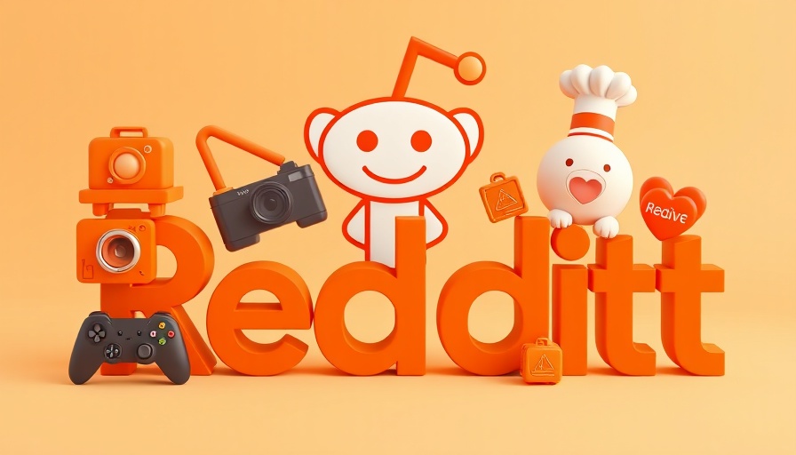 Reddit logo surrounded by playful orange 3D icons