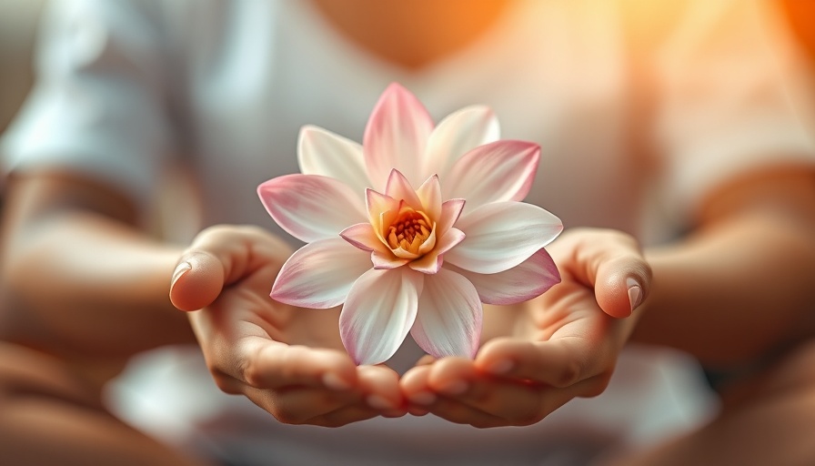Hands holding flowers during meditation, illustrating coping strategies for anxiety disorders.