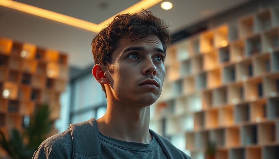 Curious young man indoors contemplating, The Moon.