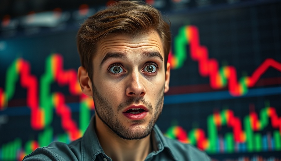 Young man surprised by Bitcoin recovery market chart.