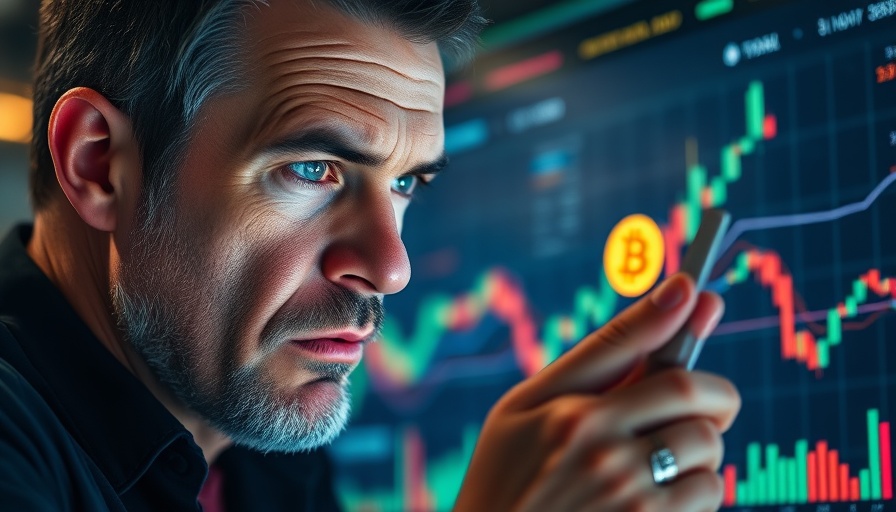 Serious man analyzing Bitcoin bull run data with charts