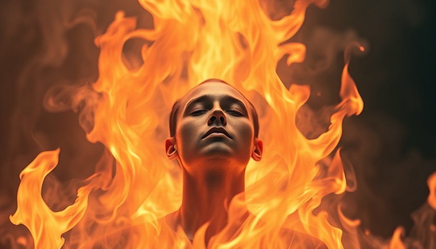 Abstract representation of swimming through anxiety's fires.