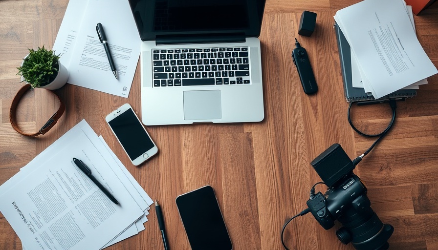 Modern media kit essentials on a desk, highlighting why you need a media kit.