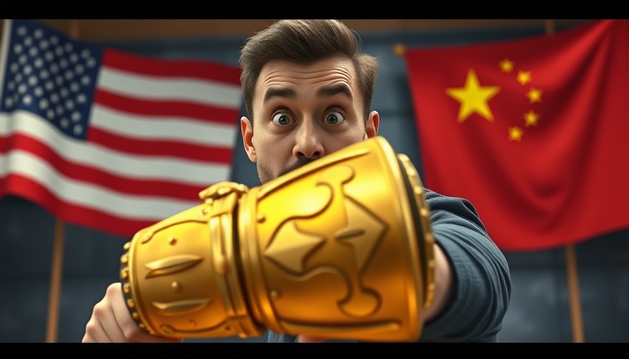 Dynamic man with golden gauntlet in mineral wars theme, highlighting rare earth minerals.