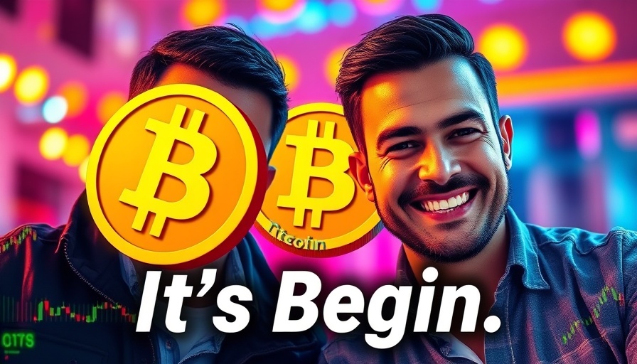 Bitcoin price prediction excitement with chart and smiling men.