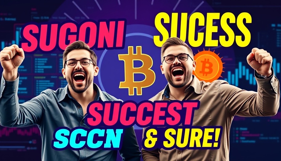 Make $100 a day trading crypto with vibrant graphic of two men.
