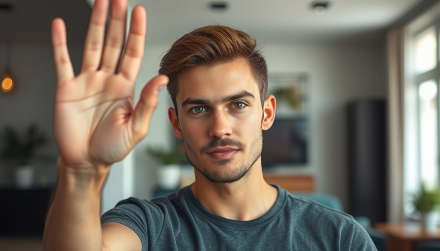 Focused young man raising hand indoors. Altcoin Season.