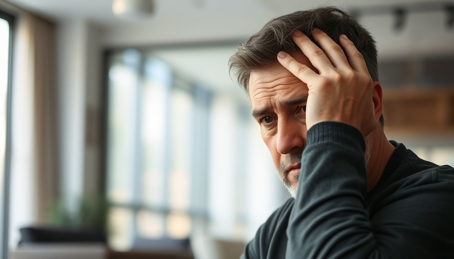 Concerned man pondering Bitcoin price predictions.