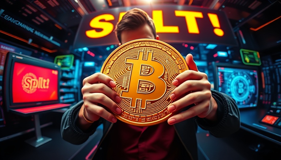Dramatic Bitcoin split concept illustrating Bitcoin fork implications.