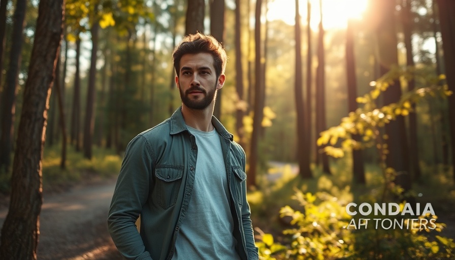 Thoughtful person in sunlit forest, thinking about Bitcoin ATH Countdown.