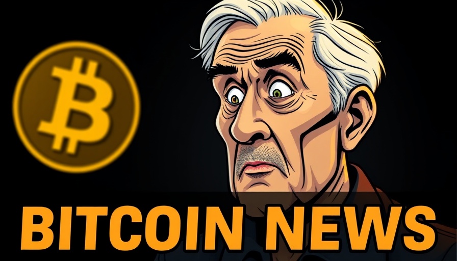 Bitcoin price volatility reaction with surprised man and Bitcoin symbol.