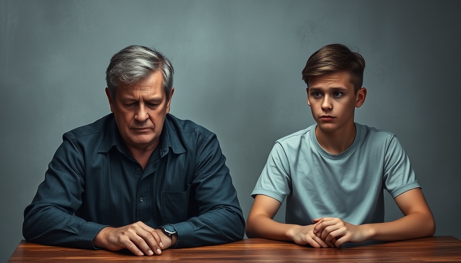 Somber man and teenager in a tense moment, highlighting Social Media's Impact on Teen Mental Health.