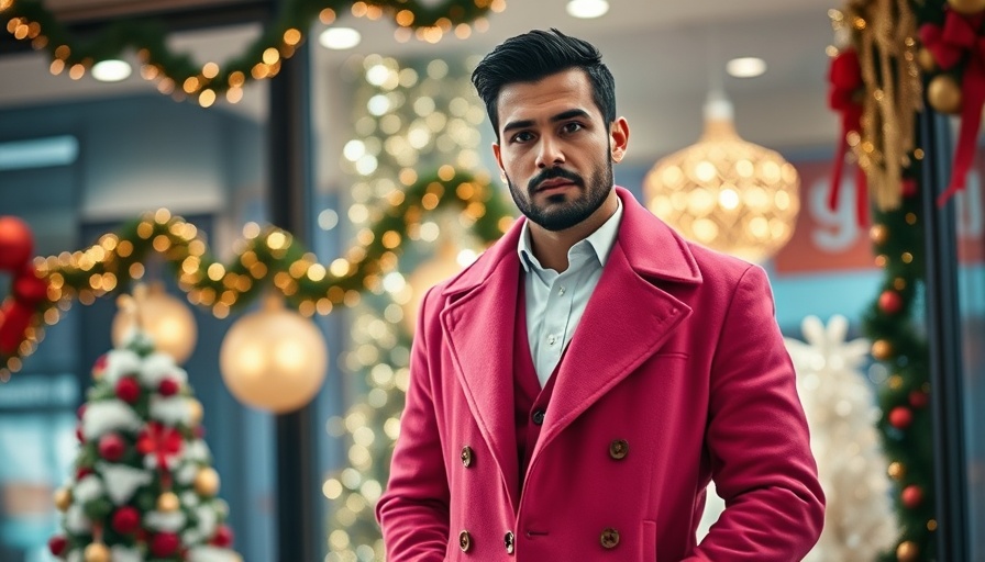 Stylish man discusses Bitcoin as a national reserve with festive background.