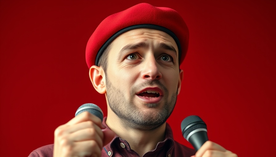 Person giving a passionate speech about revolutionary change, wearing a red beret.