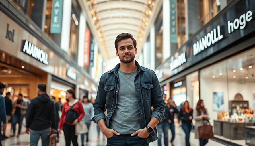 Casual man in mall, ready for an explosive week of Bitcoin investing.