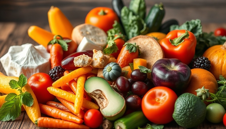 Assorted healthy foods like nuts and berries for anxiety relief.