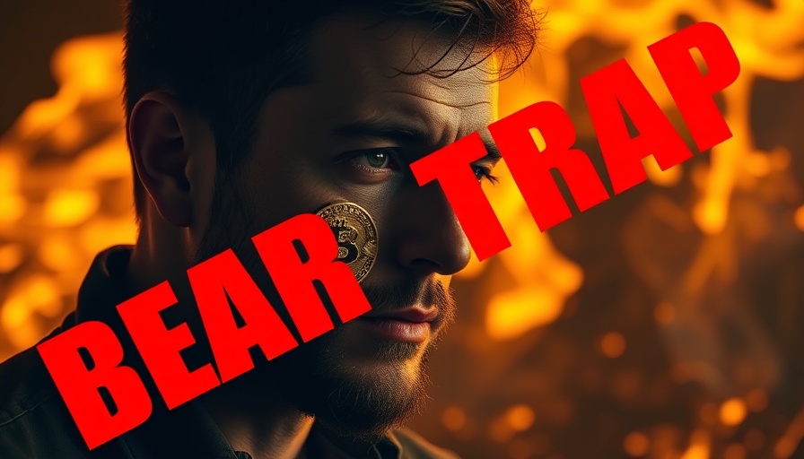 Bitcoin bear trap warning with intense visual elements.