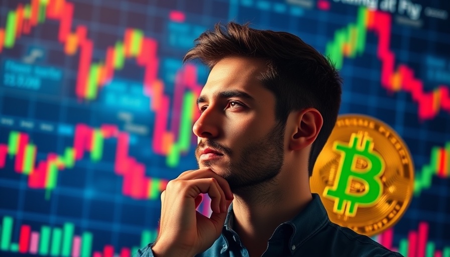Bitcoin price analysis with Ethereum and Bitcoin symbols and financial chart.