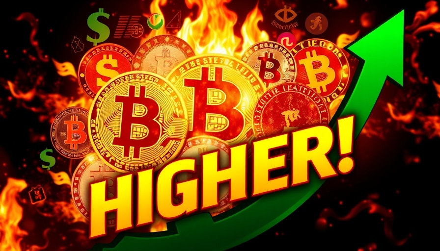 Bright collage with Bitcoin and Solana rising price symbols.